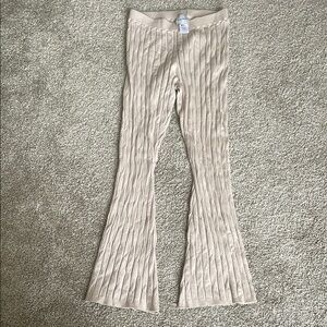 Pink Rose Beige Knit Flare Pants